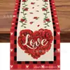 Popular Bandera de Mesa del Día de San Valentín de Amazon Estampado de Gato Enano Material de Lino Decoración de Mesa del Día de San Valentín Mantel