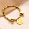 Pulsera de cuentas redondas no se desvanece acero de titanio pulsera de moda de lujo ligero europea y americana pulsera hip hop ins joyería para parejas