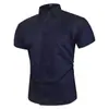 Camisa al por mayor de comercio exterior transfronterizo estilo coreano para jóvenes, color liso, sencilla, de manga corta, casual de negocios, camisa de trabajo para hombre