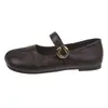 Elegantes zapatos de mujer de punta fina, versátiles zapatos pequeños de piel, nueva colección primavera y otoño 2026, zapatos Mary Jane de suela plana con una sola tira y suela blanda