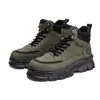 Botas Martin de Caña Alta para Hombre para Exteriores, Botas de Trabajo Antideslizantes Resistentes al Desgaste con Suela Gruesa y Cremallera Lateral, Botas Casuales para Hombre