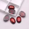 Gema cabujón ovalada lisa de fondo plano color rojo granada para joyería de doble uso en anillo y colgante