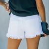 2022 Popular na Amazon shorts jeans femininos de alta elasticidade com franjas rasgadas popular no ebay wish super quentes