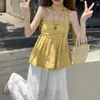 Camisola plisada de cinta de nuevo diseño estilo coreano para mujer, chic de verano, juvenil, adelgazante, top para llevar encima
