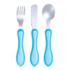 Set de cubiertos de acero inoxidable en stock para niños, diseño lindo de dibujos animados para bebés, adecuado para uso doméstico, colores y logo personalizables