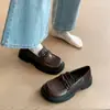 Mocasines de plataforma para mujer para hotel y oficina, zapatos de cuero negros sin cordones de suela gruesa, zapatos de trabajo de suela blanda que aumentan la altura