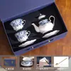 Exportar Conjunto de Xícara e Pires de Café em Porcelana Azul e Branca Britânica Cerâmica Retro Estilo Europeu Refinado High-end Luxo Leve Xícara de Chá da Tarde