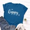 Camiseta de manga corta para mujer con cuello redondo holgada, con estampado de corazón feliz, de Spot wish eaby Amazon comercio exterior, europea y americana
