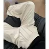 Calça Pantalona Casual Off-White de Seda de Gelo para Mulheres, Nova Coleção Primavera/Verão 2026 Calça Pantalona Texturizada de Cintura Alta Emagrecedora para Figuras Baixas