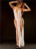 Pijama Sexy de Falda Larga Exportación Europea y Americana Sexy Escote Bajo de Tirante Halter Falda Larga Espalda Descubierta Ropa Interior Sexy Venta al por Mayor de Fábrica