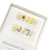 Pan de Crema Estampado de Leopardo Dulce Fresco Estrella de Crema Manicura de Leopardo Nicho Y2K Uñas Postizas Puras Hechas a Mano Removibles
