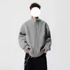 Chamarra sudadera de estilo americano desestructurada con doble cremallera y cuello alto para hombre, abrigo de lana desestructurado de alta resistencia, cárdigan de corte holgado para primavera y otoño