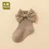 Calcetines de encaje con lazo para niñas, para primavera y otoño, longitud hasta media pantorrilla, grado A para bebé, corte holgado, adecuados para 0-6-12 meses, estilo princesa, modernos