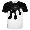 Camiseta de manga curta estampada digitalmente em 3D, popular no exterior, para o verão, solta, com efeito estereoscópico 3D para olho nu, sucesso europeu e americano