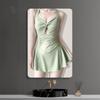 Traje de baño para mujer, estilo falda adelgazante conservador, traje de baño fruncido, traje de baño de vacaciones, traje de baño de playa de aguas termales