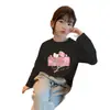 Camiseta de Manga Longa para Meninas Primavera e Outono com Estampa de Desenho Animado, Top 100% Algodão, Camisa Estilosa para Meninas, Novo Estilo Outono 2026 Camiseta Básica