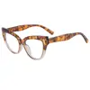 Nuevo Diseño de Ojo de Gato con Remaches Estilo Europeo y Americano, Gafas de Moda de Alta Gama Sin Receta para Mujer, Gafas Versátiles de Tendencia con Bloques de Color para Uso Diario para Hombre