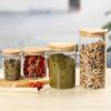 Frasco de Almacenamiento de Vidrio de Borosilicato Alto Cocina Alimentos Frasco de Vidrio con Tapa de Bambú y Madera Té Fruta Seca Grano Frasco de Almacenamiento