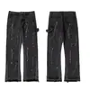 Jeans Patchwork Retro GALLERY DEPT para Hombre y Mujer High Street Tinta Salpicada Lavados Micro-Desgaste Casual Tendencia Pantalones