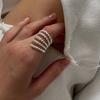 Anillos Únicos de Línea Multicapa para Mujer, Modernos Anillos Abiertos Apilables con Diseño Creativo, Anillos para Dedo Índice de Personalidad Estilo Hip-Hop Tendencia
