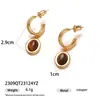 Pendientes de Moda Lujo Ligero Estilo Maillard Chapados en Oro de 18K con Colgante de Perla Natural y Piedra Ojo de Tigre, Nueva Colección Otoño e Invierno