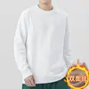Camiseta de Terciopelo de Doble Cara de Manga Larga para Hombre Top de Cuello Redondo con Camiseta Básica de Color Puro Camiseta Cálida de Otoño Camiseta