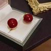 Pendientes de Gota de Aceite con Corazón de Melocotón Retro Lujo Accesible Pendientes de Gama Alta Estilo Popular Pendientes con Cierre de Oreja de Corazón de Melocotón para Dama Elegante