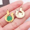 Festival Irlandês Transfronteiriço DIY Desenho Animado Esmalte Liga de Metal Acessórios de Joias Pingente Único Pingente de Trevo da Sorte Verde