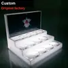 Soporte de Exhibición de Cosméticos Acrílico Personalizado de Múltiples Niveles con Panel Trasero Desmontable e Iluminación LED Adecuado para Mostradores de Tiendas Minoristas