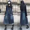 Estação Europeia 2024 outono novo moda plus size longo casual colete saia jeans versão coreana de vestido solto