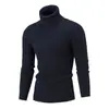 Camisa de Punto de Comercio Exterior Transfronterizo para Hombre Invierno Juventud Nueva Cuello Alto Grueso Rayas de Colores Suéter Camisa Base Ropa para Hombre