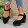 Zapatos Mary Jane Retro Versátiles de Gamuza con Suela Gruesa y Tacón Grueso, Estilo Nuevo Invierno 2025, Directo del Fabricante para Exportación, Zapatos para Mujer Transfronterizos