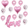 Globo Grande de Película de Aluminio de una Pieza para Confesión de Amor San Valentín Boda Arreglo Decoración Habitación de Boda Set de Globos con Lentejuelas