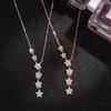 Collar con Borla de Estrella de Plata de Ley s925 Diseño de Nicho Seis Estrellas Caídas Borla Completamente Diamantada Cadena para Clavícula de Estrella de Cinco Puntas