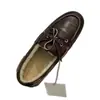 2026 Novos Mocassins Femininos de Couro Envelhecido Vintage com Forro de Lã, Bico Redondo, Sapatos Baixos Versáteis de Couro Genuíno