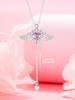 Collar con borlas y alas de amor de plata S999 con diamantes rosas para mujer, colgante combinable con todo, diseño de nicho, cadena de clavícula, joyería