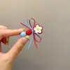 Corea del Sur Dongdaemun Pinza para el Cabello Flor Roja y Azul Contrastante Pinza para el Flequillo Pinza para el Cabello de Niña Pinza para el Cabello Accesorios para el Cabello