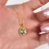 Colar Pingente de Pedra de Cristal Natural Prata de Lei S925 para Mulheres com Toque de Luxo, Corrente Clavicular de Topázio Granate, Exclusivamente para Vendas Transfronteiriças