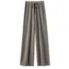 Pantalones de Pierna Ancha Color Blanco Crema 100% Lana para Mujer Cintura Alta Adelgazantes Caída Rectos Largos Estilo Coreano Suaves y Acogedores Pantalones de Abrigo