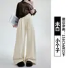 Calça de terno de veludo cotelê feminina, novo estilo primavera e outono, emagrecedora e com bom caimento, calça casual para baixinhas, calça larga de perna reta estilo coreano