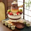 Tetera para Preparar Té para Uso Doméstico, Maceta Cerámica Moderna de Interior para Preparar Té, Tetera Individual para Té de Leche Tostado Yunnan, Tetera con Asa Lateral No Caliente