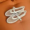 Sandalias de Estilo Red de Pesca Nuevas Transfronterizas Europeas y Americanas, Sandalias de Talla Grande, Zapatos Mary Jane para Mujer, Dorados Huecos al por Mayor Talla Grande
