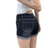 Shorts Jeans Azul Escuro Retrô Americano Feminino Primavera Verão Estilo Novo Elástico Emagrecedor Bainha Dobrada Cintura Alta Linha A Hot Pants