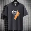 Camiseta Masculina de Manga Curta Verão Marca da Moda Ins Seda Gelo Fina Camiseta de Meia Manga Meninos 2025 Nova Blusa Gola Redonda