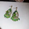 ¡El mago de Oz! Pendientes de Borla con Flor de Cristal Incrustada de Diamantes Super Brillantes, Pendientes de Lujo Ligero y de Alta Gama, Pendientes de Estilo Festivo para Mujer