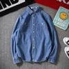 Camisa jeans primavera e outono masculina estilo coreano slim fit camisa masculina de manga comprida casal elegante jaqueta fina de estudante