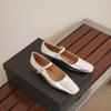 Zapatos Mary Jane Plateados Primavera 2025 Punta Cuadrada Correa Zapatos Planos Simples Cómodos y Versátiles