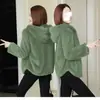 Sudadera Cálida con Capucha Holgada Estilo Coreano de Doble Cara de Coral con Forro Polar y Engrosada, Chaqueta de Lana de Cordero con Cremallera para Mujer