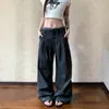 Pantalones casuales de rayas de doble cintura de alta gama estilo americano vintage para hombres y mujeres, con caída suelta y estilizante y cordón, pantalones de longitud hasta el suelo