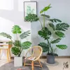Decoración de bambú artificial paisaje bambú maceta grande ventana bienvenida sala de estar maceta pasillo pared de fondo planta verde de plástico parabrisas cifrado